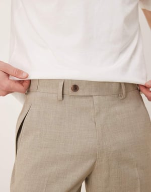 ASOS DESIGN smart straight leg trousers with side adjusters in light stone melange