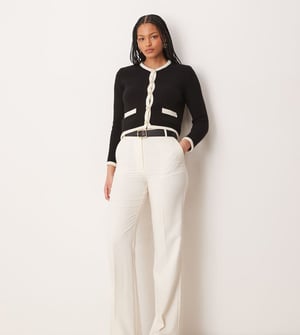 ASOS DESIGN Tall slim straight tailored trousers in cream