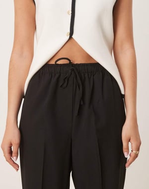 ASOS DESIGN tailored pull on trousers in black