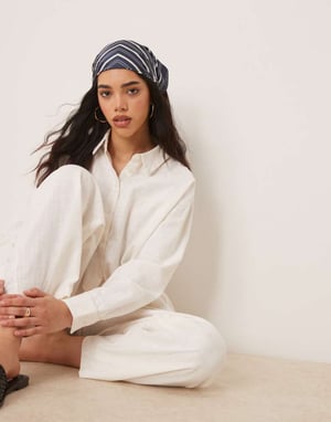 ASOS DESIGN linen look pull on trousers co-ord in off white