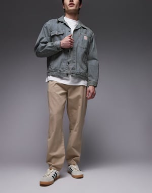 Topman essential baggy washed trousers in stone