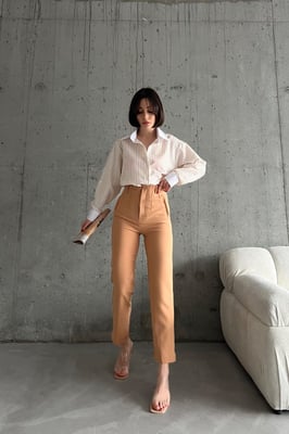 Hoge taille geplooide tailormade broek