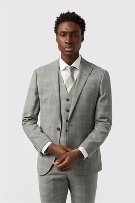 Single Breasted Long Sleeve One Button Tailored Suit Jacket in Silver