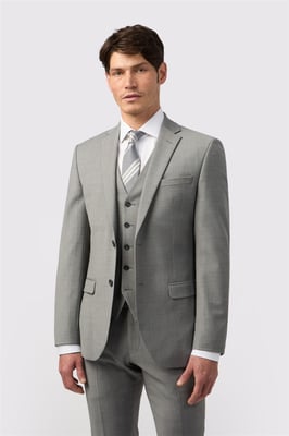 Single Breasted Long Sleeve Two Button Tailored Suit Jacket in Silver