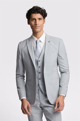 Single Breasted Long Sleeve One Button Slim Fit Suit Jacket in Pale Blue