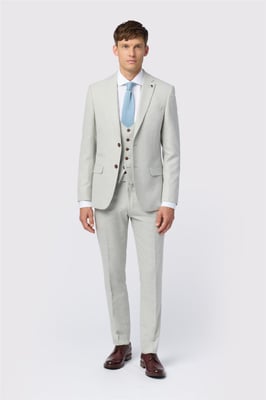 Single Breasted Long Sleeve Two Button V-neck Slim Fit Suit Jacket in Light Grey