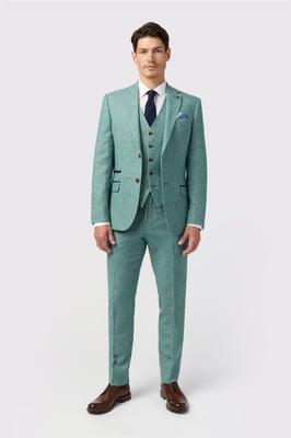 Single Breasted Long Sleeve Two Button Slim Fit Suit Jacket in Mint