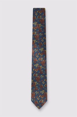 Floral Tie in Dark Blue