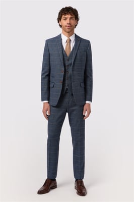 Long Sleeve Slim Fit Suit Jacket in Blue