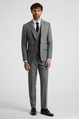 Long Sleeve Slim Fit Suit Jacket in Grey
