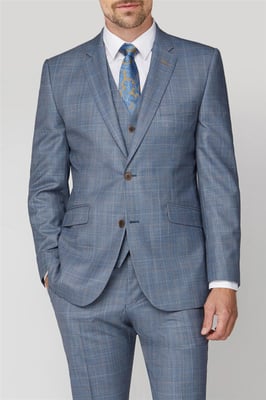 Long Sleeve Regular Suit Jacket in Light Blue