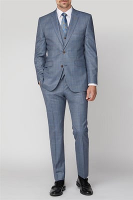 Long Sleeve Regular Suit Jacket in Light Blue