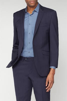Long Sleeve Tailored Suit Jacket in Navy