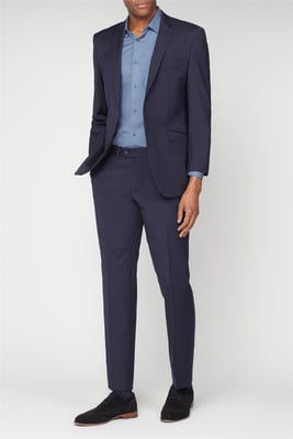 Long Sleeve Tailored Suit Jacket in Navy