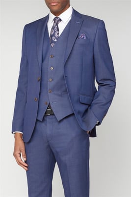 Long Sleeve Slim Fit Suit Jacket in Blue
