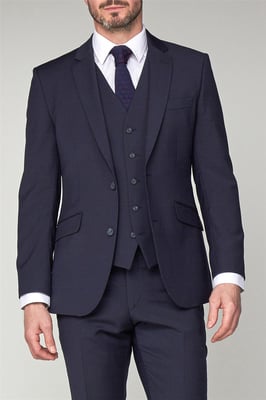 Long Sleeve Regular Fit Suit Jacket in Dark Navy