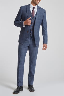 Long Sleeve Slim Fit Suit Jacket in Light Blue