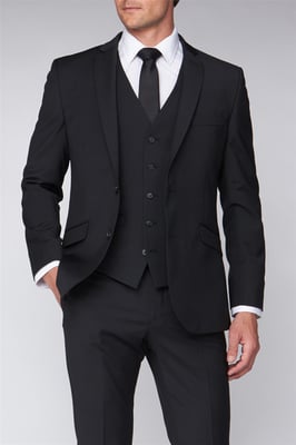 Long Sleeve Regular Fit Suit Jacket in Black