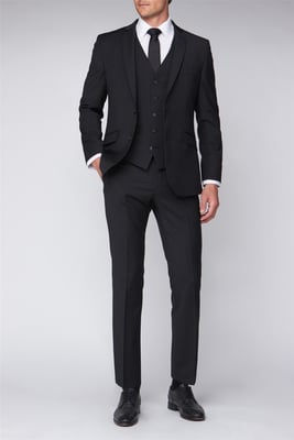 Long Sleeve Regular Fit Suit Jacket in Black