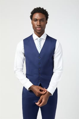 V-neck Regular Suit Waistcoat in Dark Navy