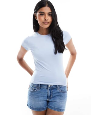 Hollister kortärmad sömlös t-shirt i babyblått