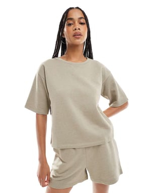 Vero Moda kortärmad sweatshirt-top i laurel oak