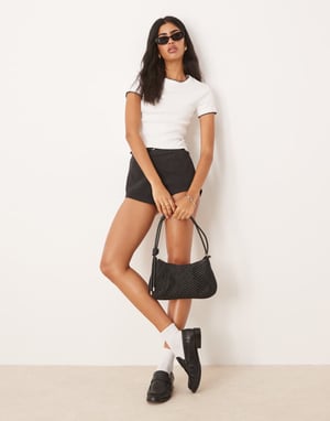 ASOS DESIGN babytee med plädstygn i vitt