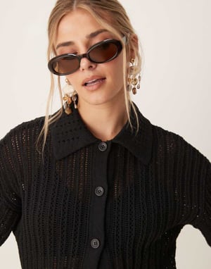 ASOS DESIGN punktstickad skjorta-set i svart