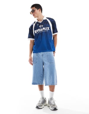 Hollister pikétröja med golfmotiv i marinblått