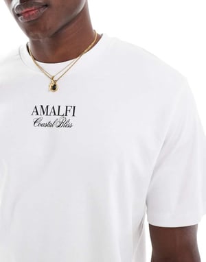Jack & Jones oversized tung t-shirt med amalfi-mönster i vitt