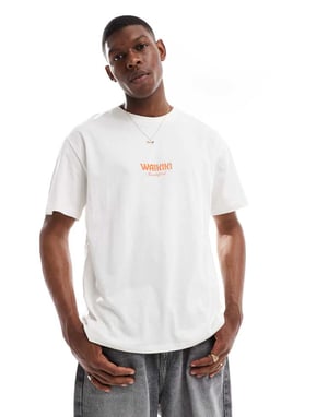 Jack & Jones oversize t-shirt med waikiki tryck på ryggen i vitt