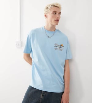 COLLUSION-t-shirt med leende tryck i blått