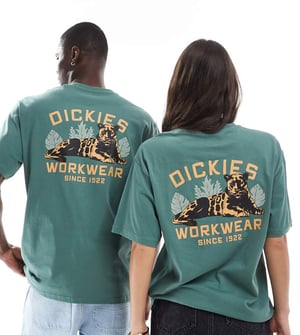 Dickies pantergrafik baktryck t-shirt i mörkgrön - exklusiv för ASOS