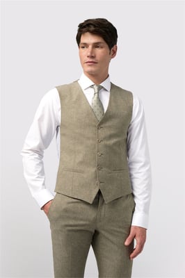 V-neck Tailored Suit Waistcoat in Stone