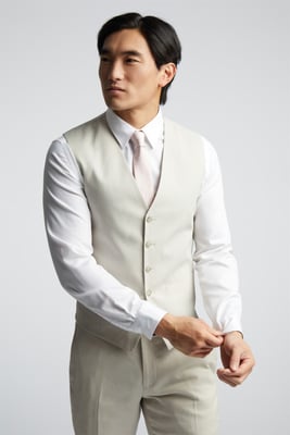 V-neck Tailored Suit Waistcoat in Ecru