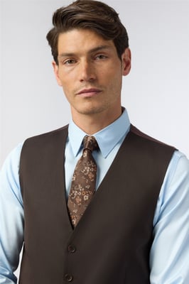 V-neck Tailored Suit Waistcoat in Dark Brown