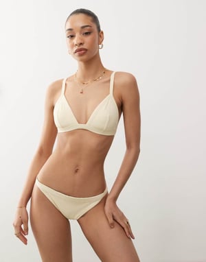Veckodagsribbad bikiniunderdel i smörgul