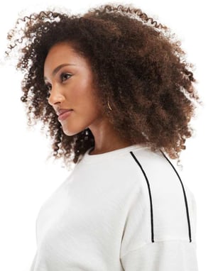 Cotton On ribbed long sleeve beach top in white