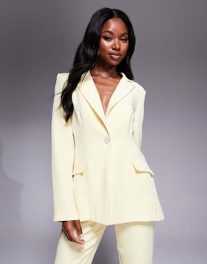 ASOS LUXE koordinerad enfärgad skräddarsydd blazer i smörmjölk