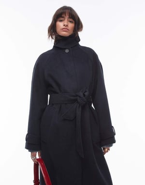 Topshop tabbälte bilrock i twill i marinblå