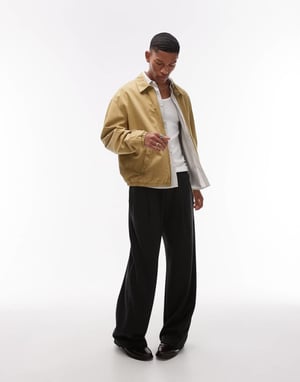 Topman twill harringtonjacka i sten