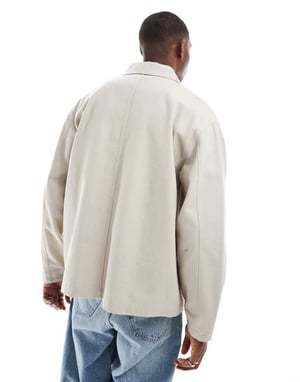 ASOS DESIGN tvättad twill arbetsjacka i sten