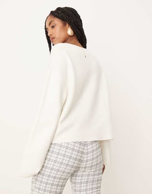 Gina Tricot lättstickad knytcardigan i krämfärg