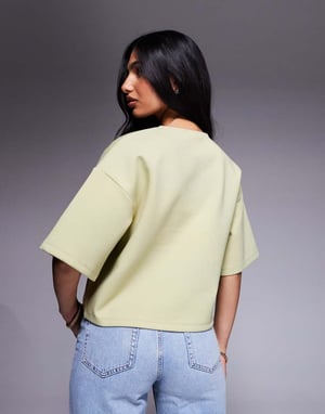 ASOS DESIGN interlock boxig skjorta med knapplist i salviagrön
