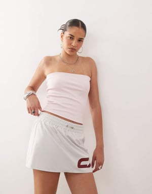 COLLUSION jersey ribbed bandeau top in soft pink