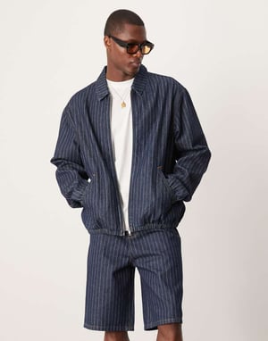 ASOS DESIGN co-ord oversized denimjacka med ränder