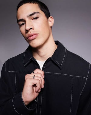 ASOS DESIGN tvättad bomull harrington-jacka i svart