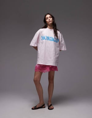 Topshop jersey graphic t-shirt in pink