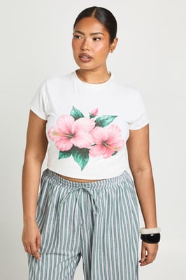 Plus Floral Print Baby Tee
