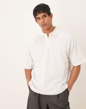 ASOS DESIGN oversized polo i havremelerad